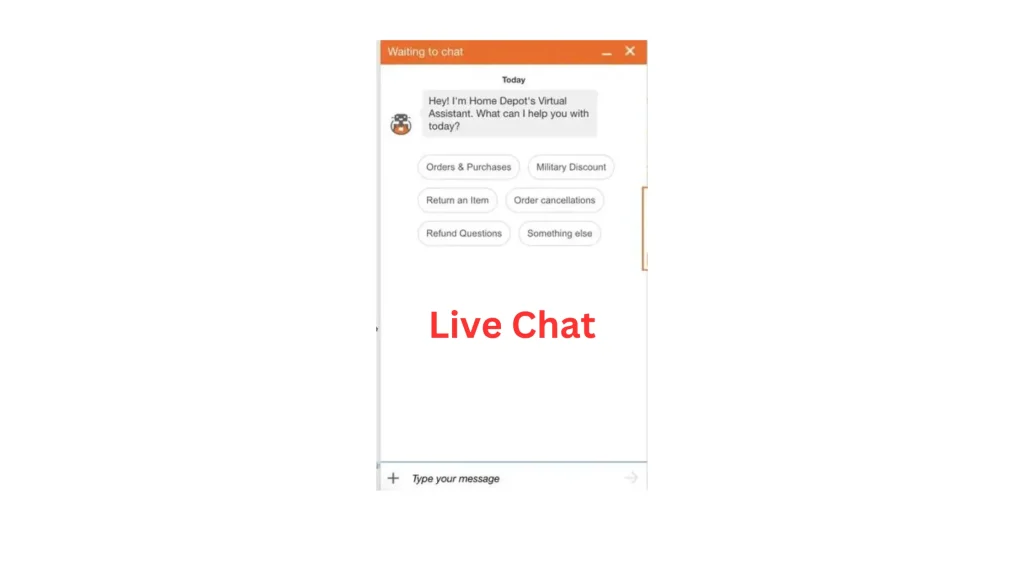 Home Depot Live Chat Screen