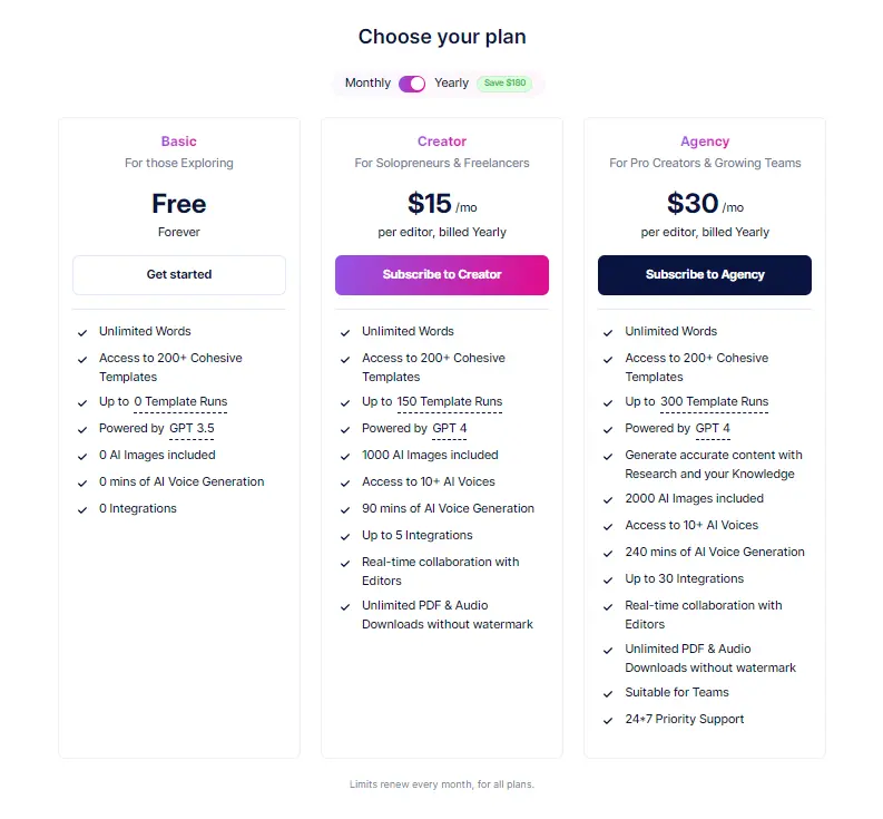 Cohesive AI Pricing Plans