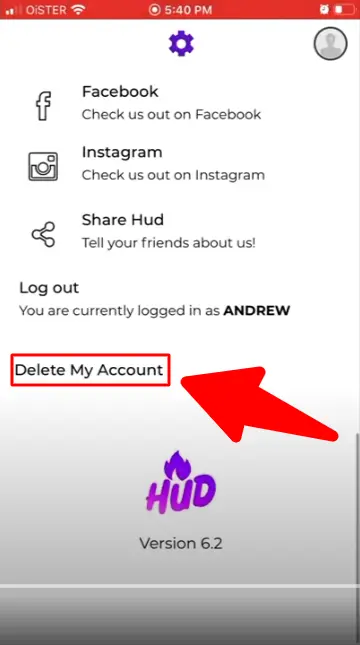 Scroll Down & Click Delete Account